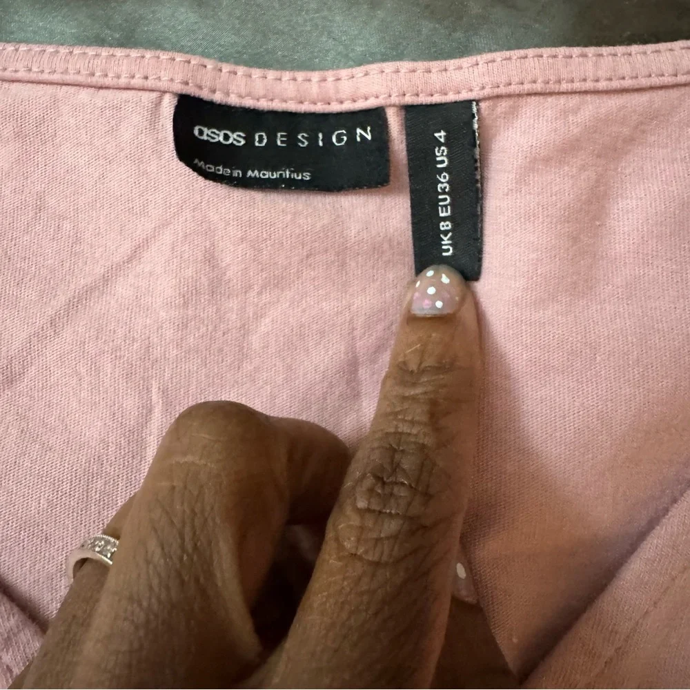 ASOS button through mini smock dress with pockets rose pink NWOT size 4